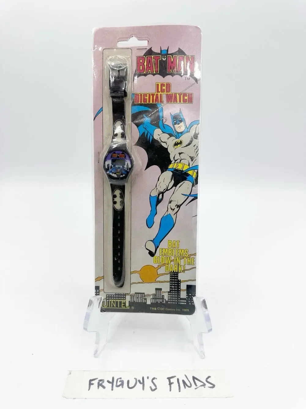 Vintage 1989 Batman LCD Digital Watch Quintel DC Comics NEW OLD STOCK SEALED